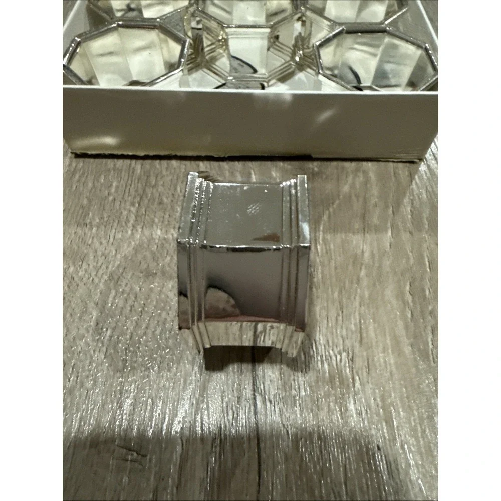 14 Silver‎ Tone Chrome Heavy Metal Modern Napkin Rings Place Setting